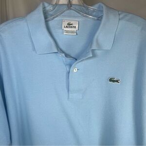 Lacoste Men's Pique Polo Shirt Light Blue Size 6‎ (XL) Preppy Classic Basic